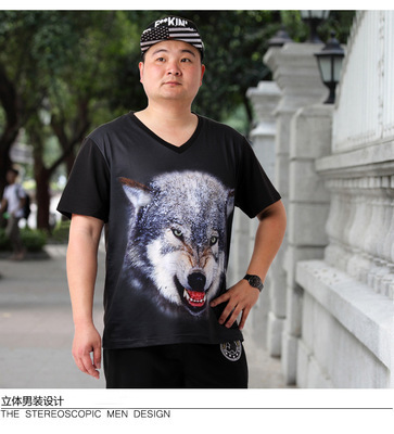 大碼男裝動(dòng)物圖案?jìng)€(gè)性T恤 潮流與野性的完美結(jié)合